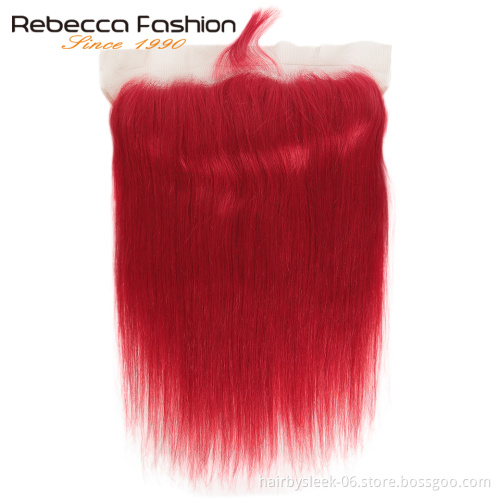 Rebecca Factory Red Bundles With Straight Frontal Hair Frontal With Brazilian Remy Human Hair Bundles 100 human hair
